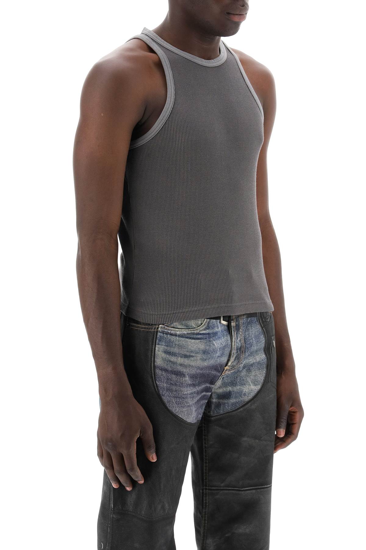 Cotton Waffle Tank Top  - Grey