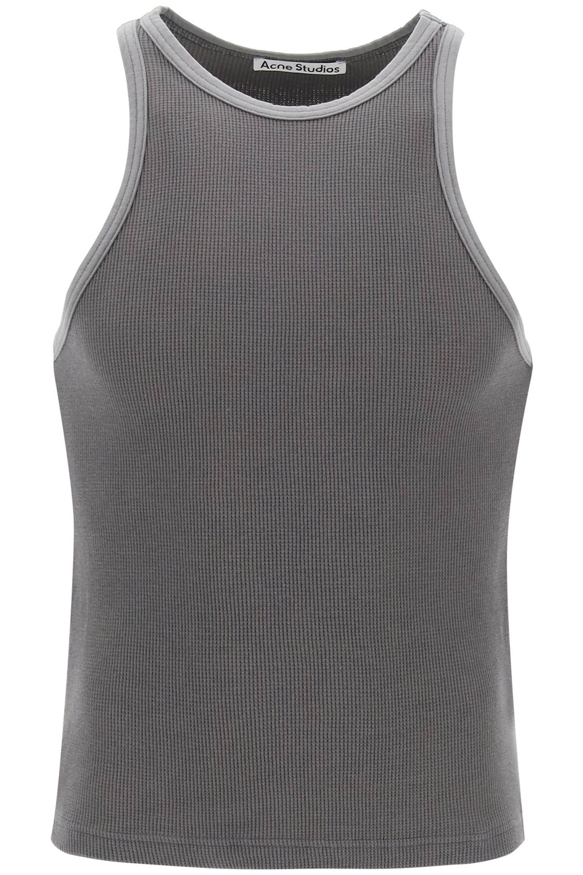 Cotton Waffle Tank Top  - Grey