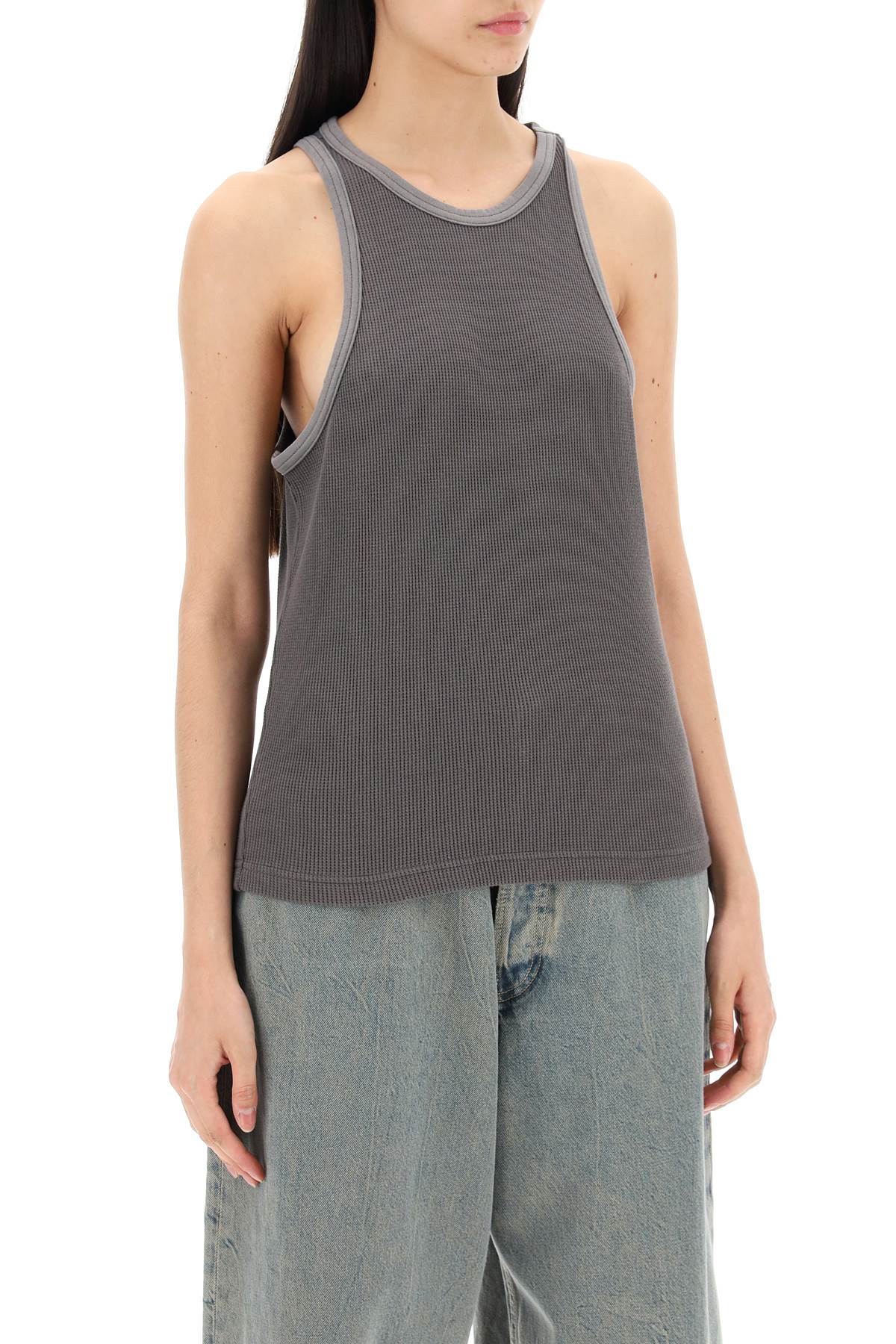 Cotton Waffle Tank Top  - Grey