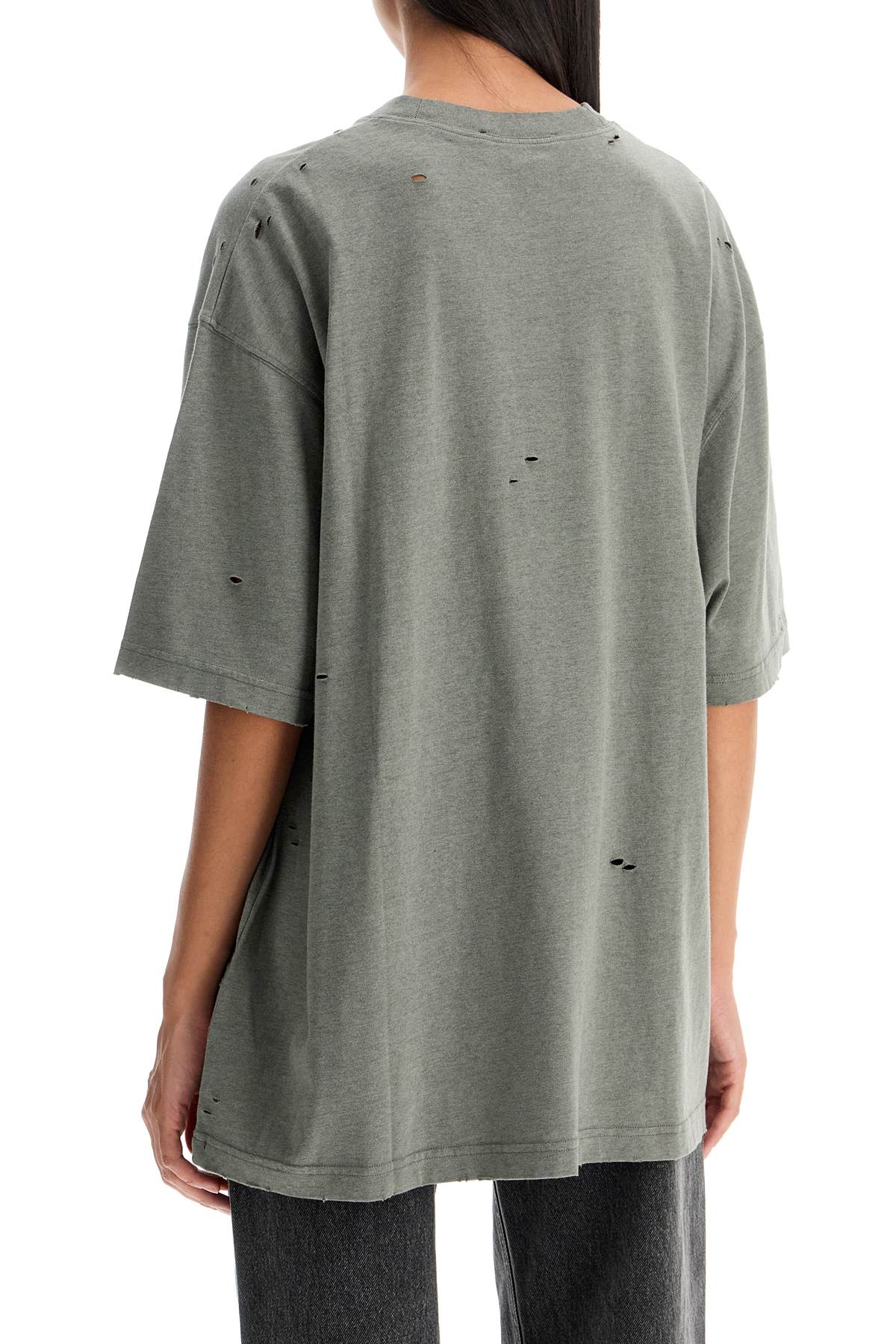 Distressed Logo Print T-shirt With  - Verde