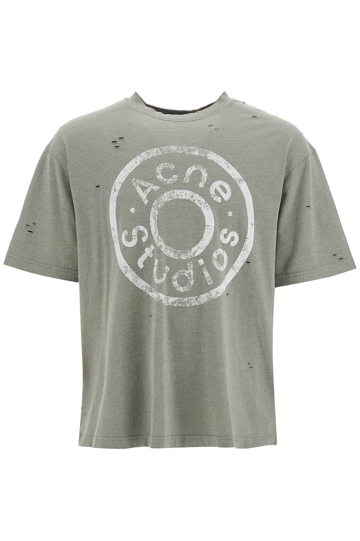 Distressed Logo Print T-shirt With  - Verde