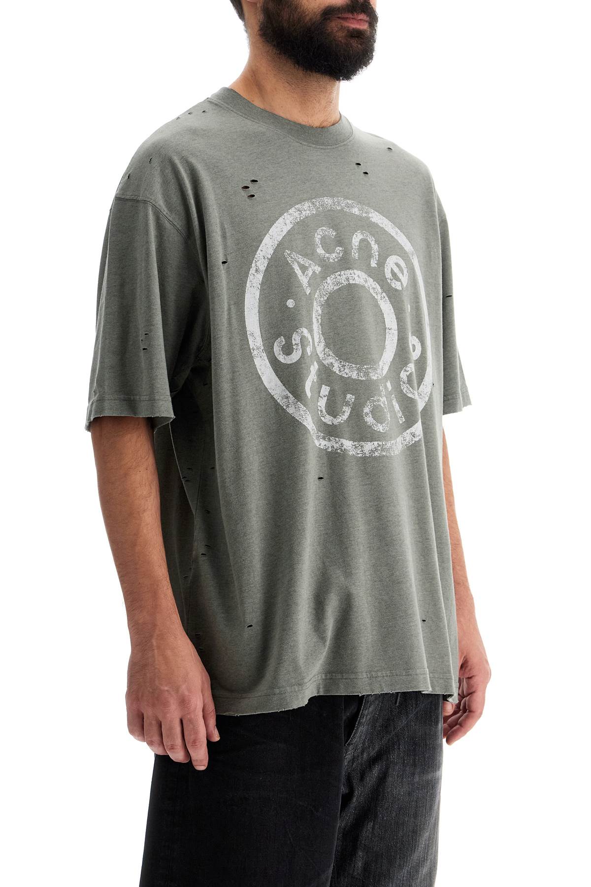 Distressed Logo Print T-shirt With  - Verde