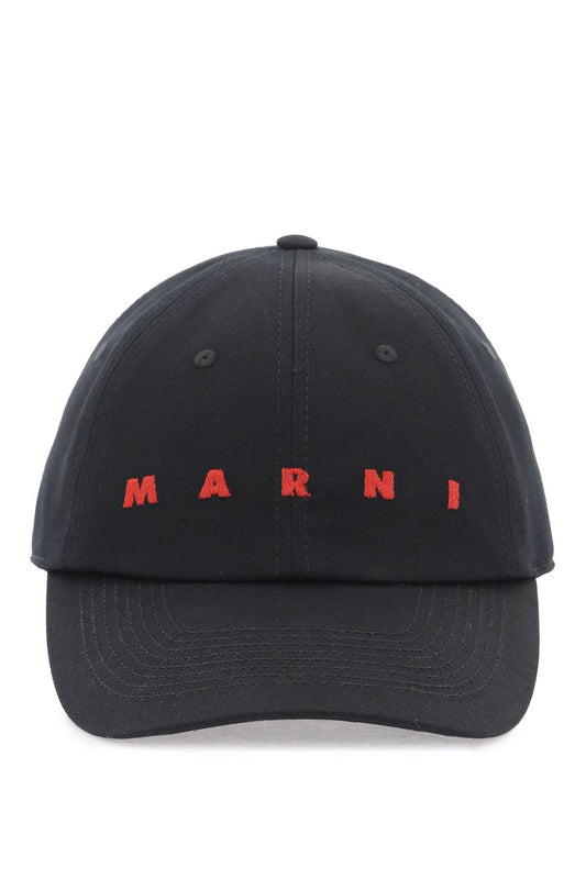 Embroidered Logo Baseball Cap With  - Black