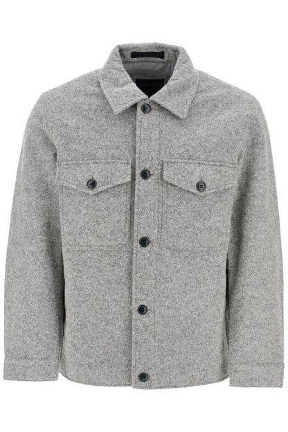 Reflective Wool Blend Shirt Jacket  - Grey