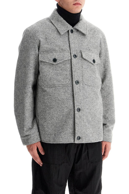 Reflective Wool Blend Shirt Jacket  - Grey