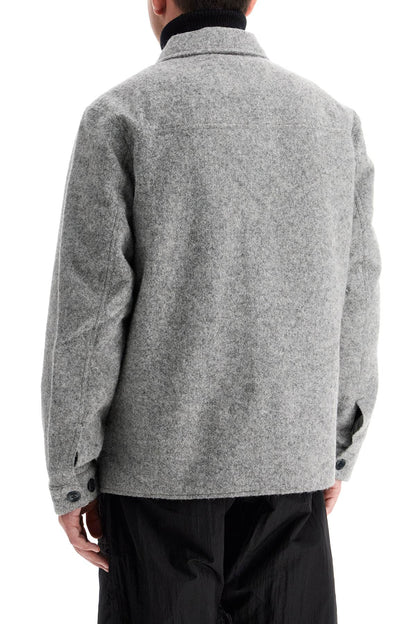 Reflective Wool Blend Shirt Jacket  - Grey