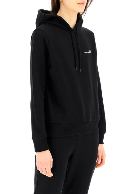 Hoodie With Logo Print  - Black