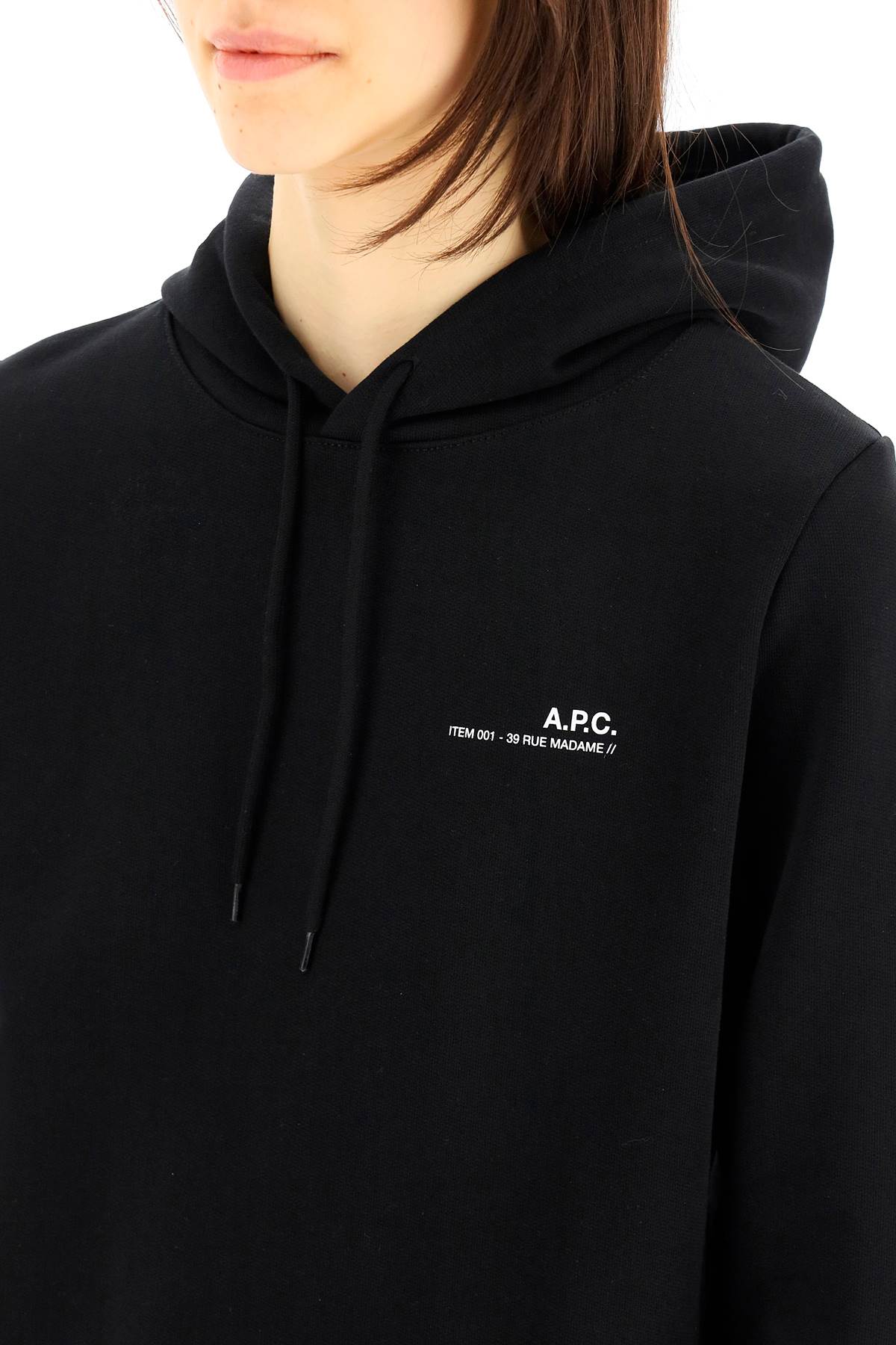 Hoodie With Logo Print  - Black