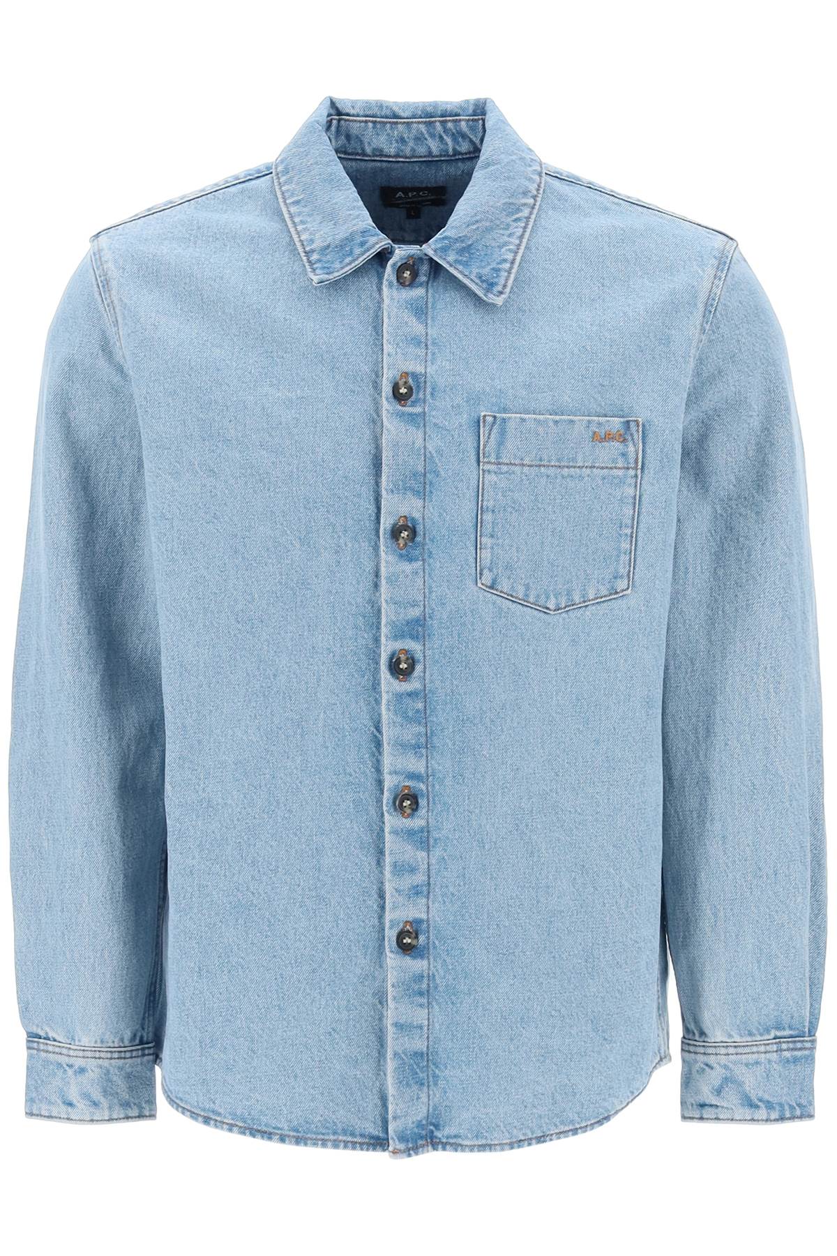 Vittorio Brodee Poitrine Denim Overshirt  - Light Blue