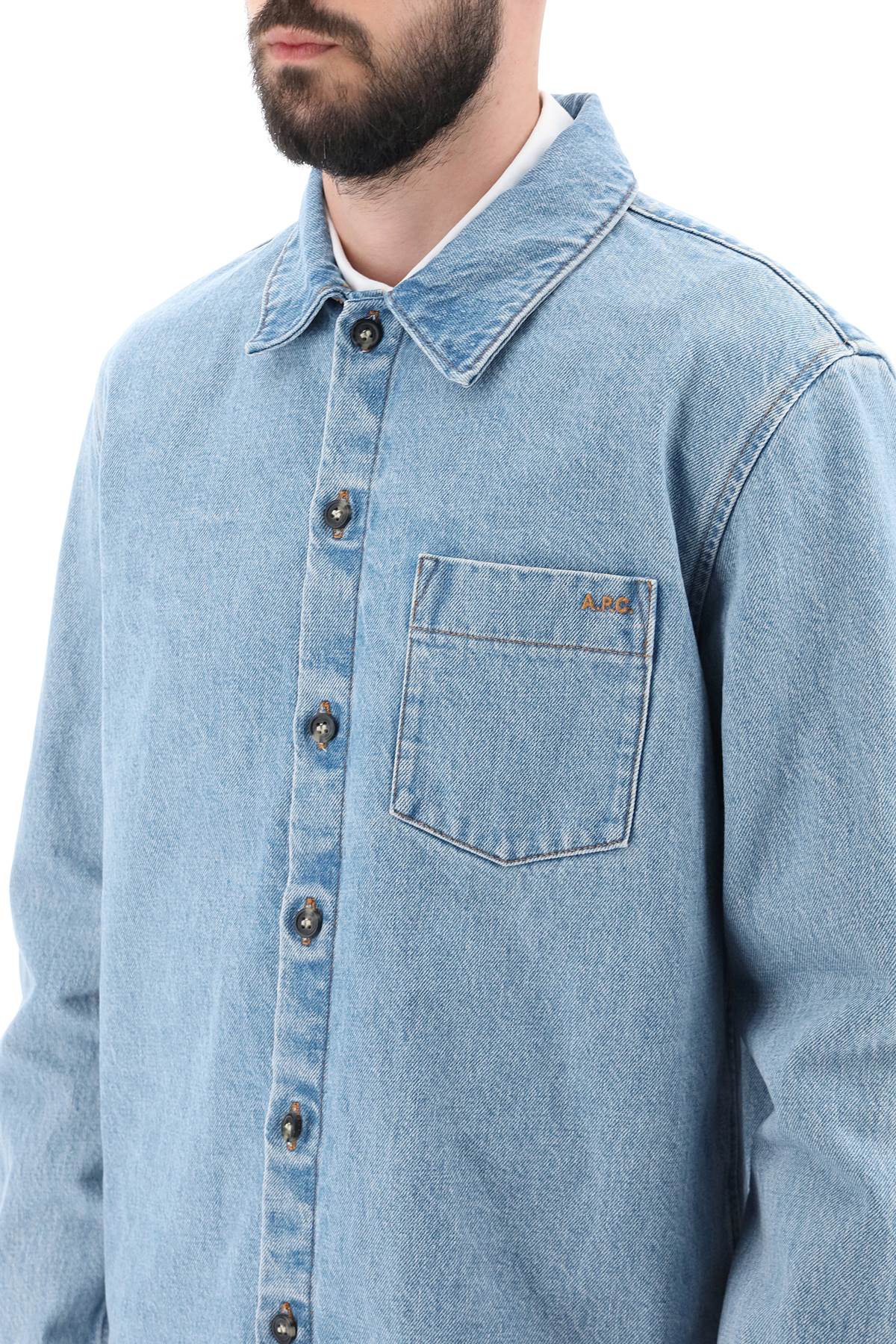 Vittorio Brodee Poitrine Denim Overshirt  - Light Blue