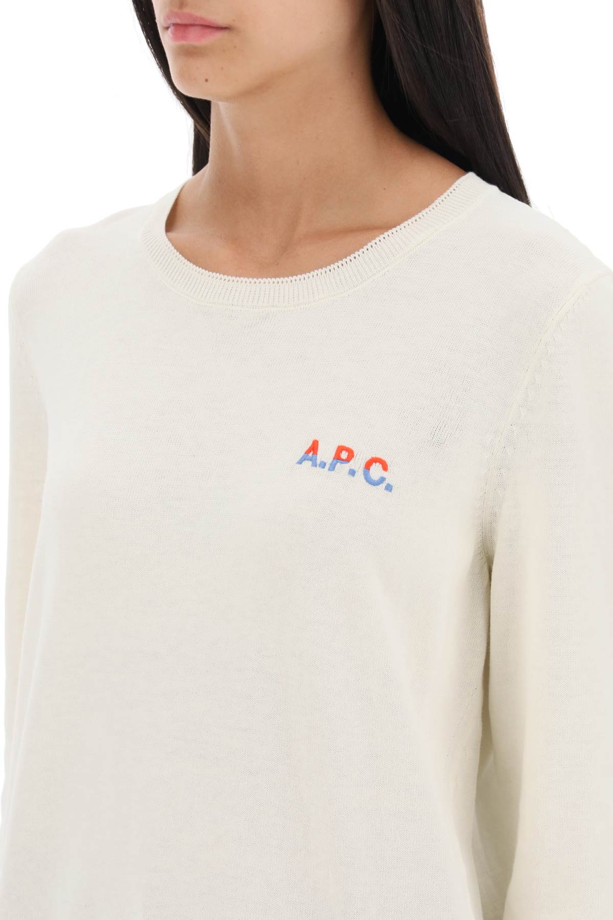 'albane' Crew-neck Cotton Sweater  - Bianco