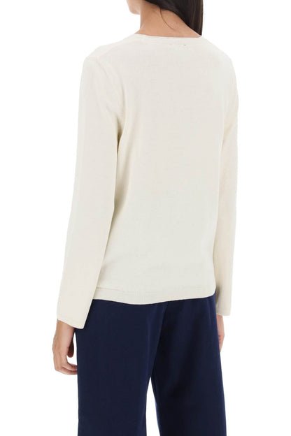 'albane' Crew-neck Cotton Sweater  - Bianco