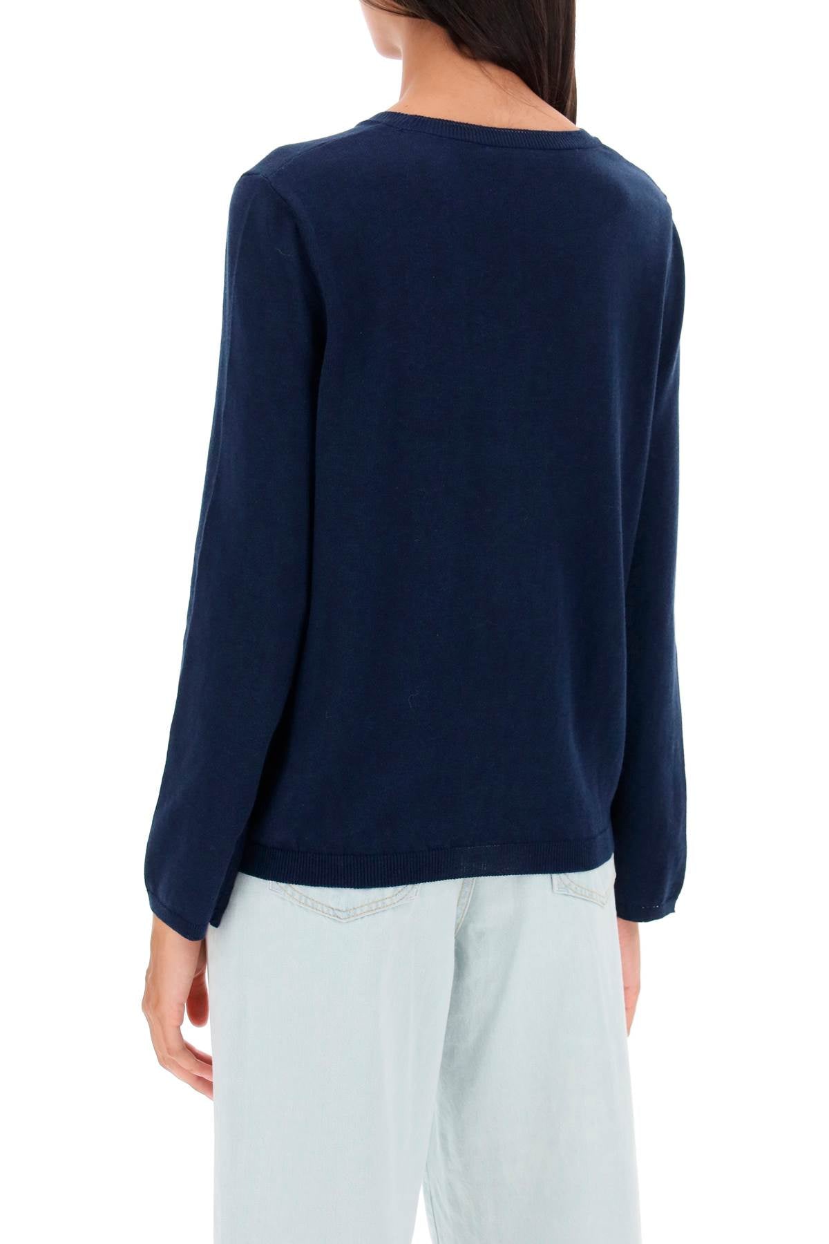 'albane' Crew-neck Cotton Sweater  - Blu