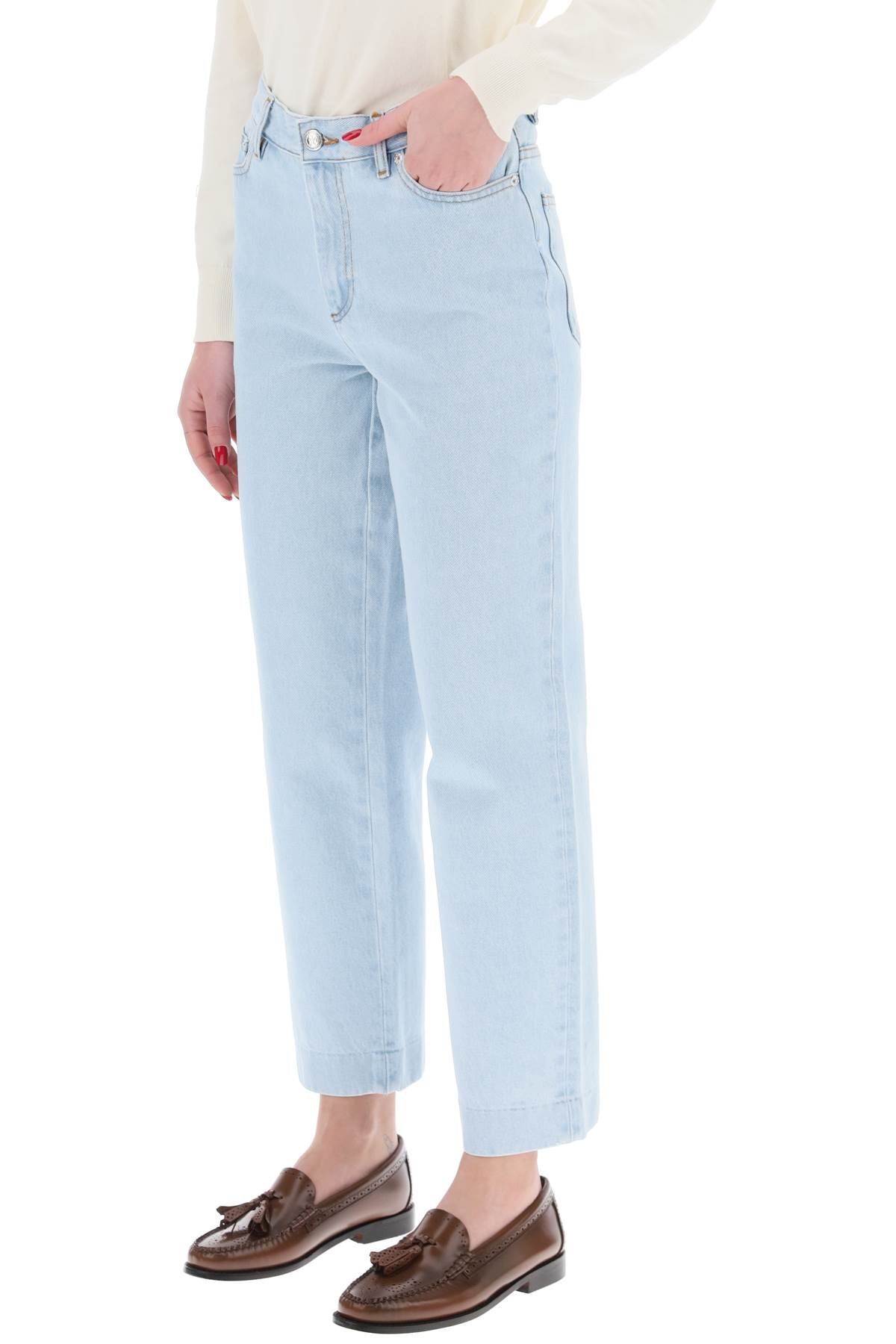 New Sailor Straight Cut Cropped Jeans  - Light Blue