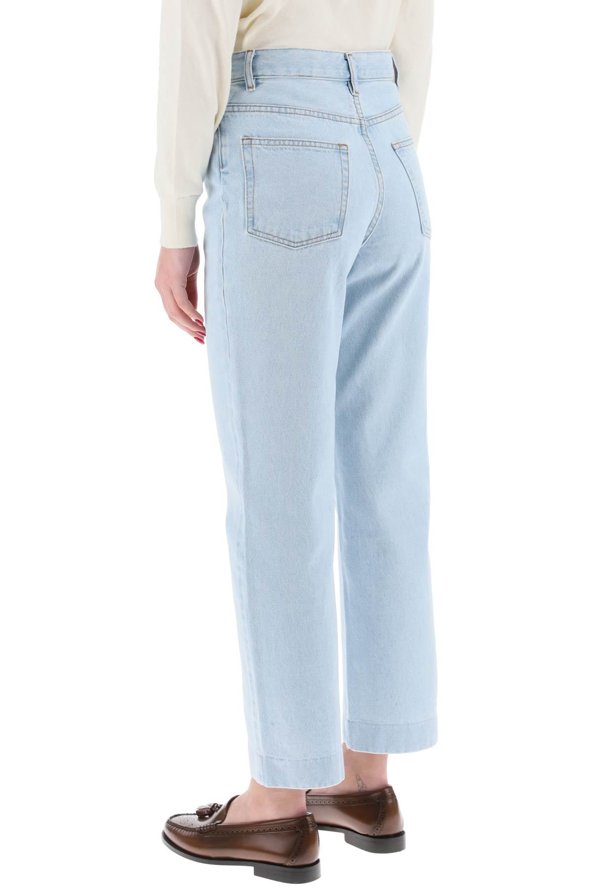 New Sailor Straight Cut Cropped Jeans  - Light Blue