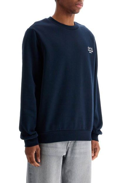 Unisex Dark Blue Organic Cotton Sweatshirt With Embroidered Logo  - Blue