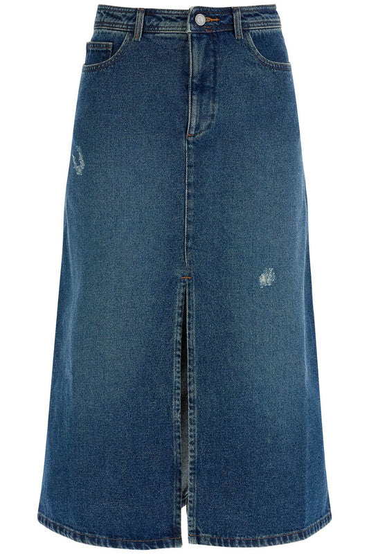 'georgia Denim Midi Skirt In  - Blue