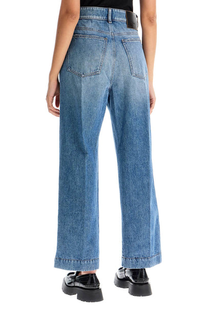 High-waisted Cropped Denim Jeans  - Blue