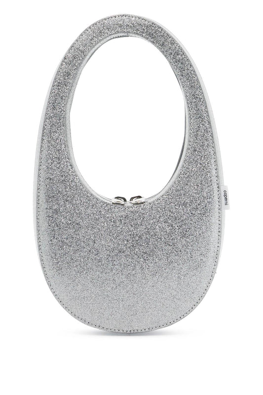 Glittered Swipe Mini Hobo Bag  - Silver