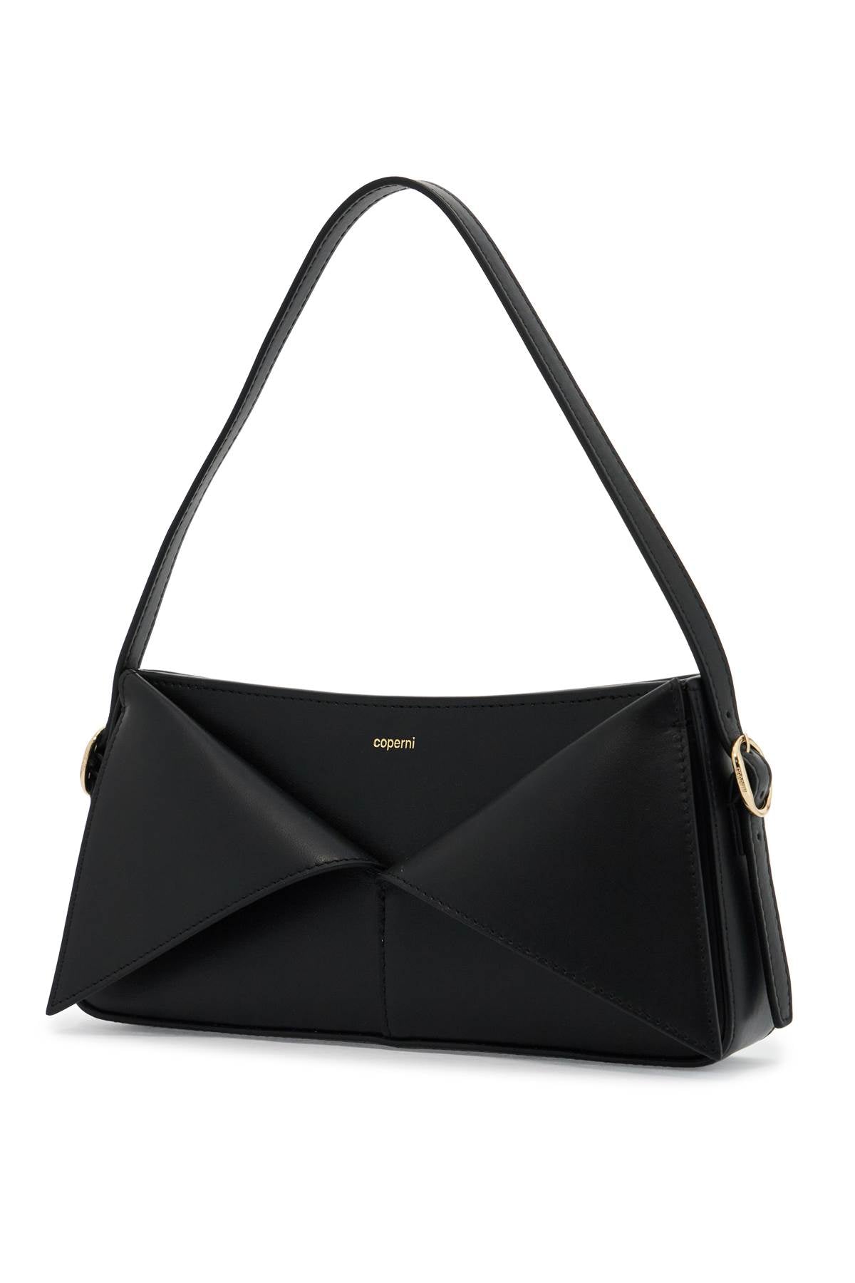 Ed Leather Bag With Flap  - Black