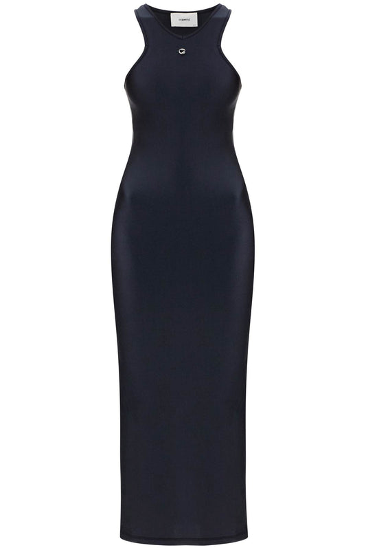 Shiny Jersey Midi Dress In  - Black