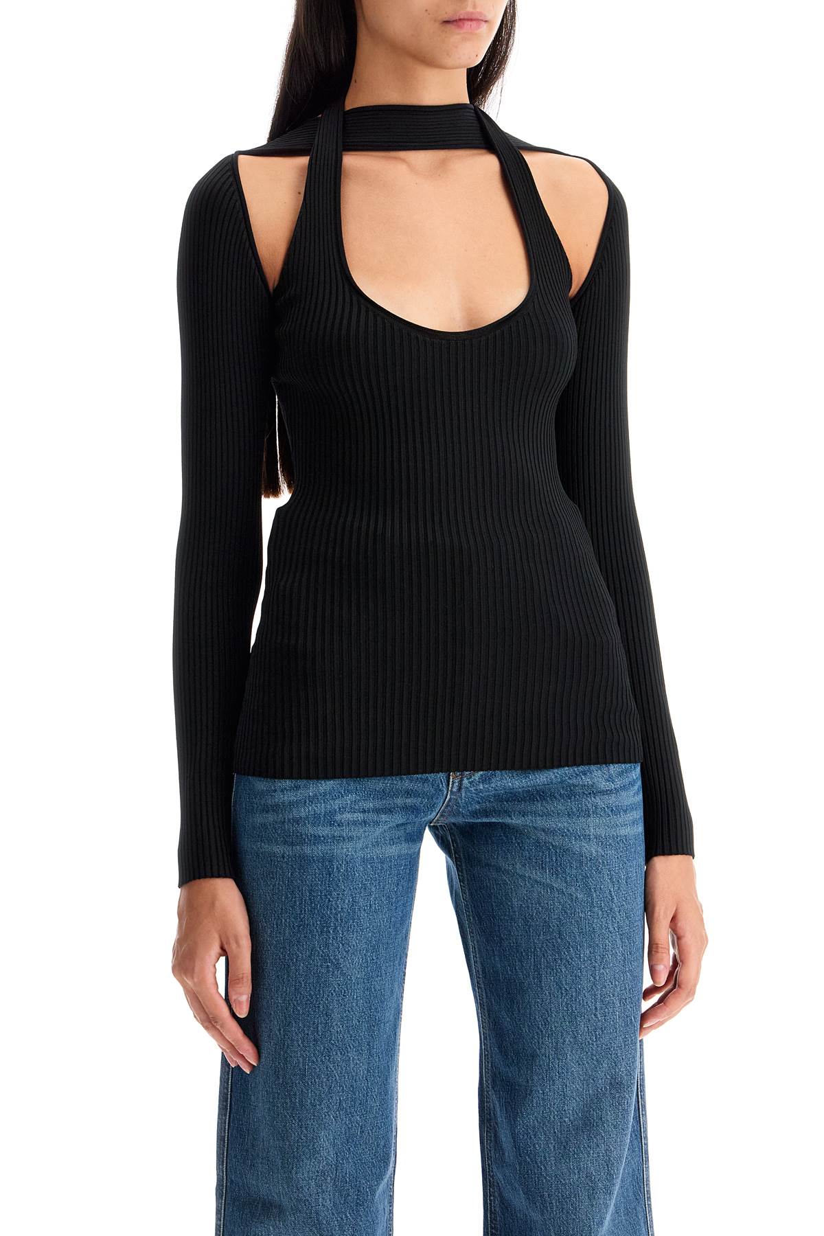 "knit Top With Cut-out  - Black