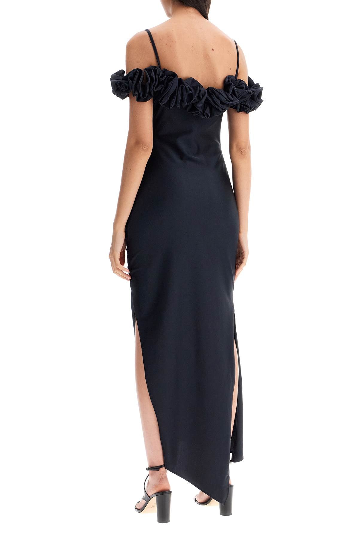 Maxi Dress With Ruffles  - Black