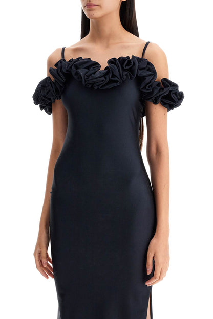 Maxi Dress With Ruffles  - Black