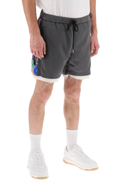 Jersey Shorts With Bandana Bands  - Grigio