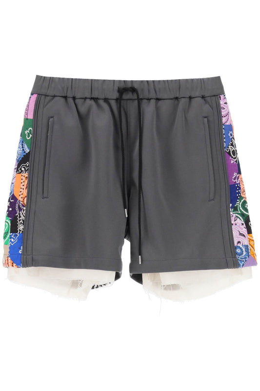 Jersey Shorts With Bandana Bands  - Grigio