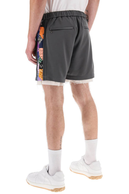 Jersey Shorts With Bandana Bands  - Grigio