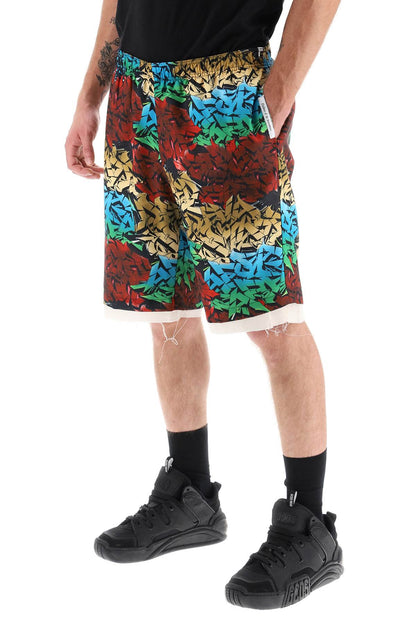 All-over Graffiti Print Shorts  - Multicolor