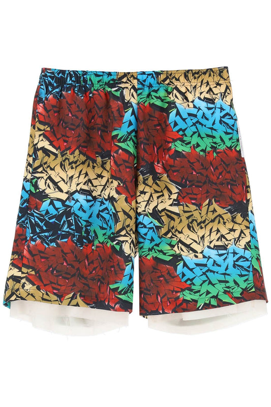 All-over Graffiti Print Shorts  - Multicolor