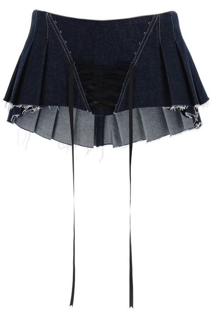 Micro Pleated Skirt With Corset  - Blue