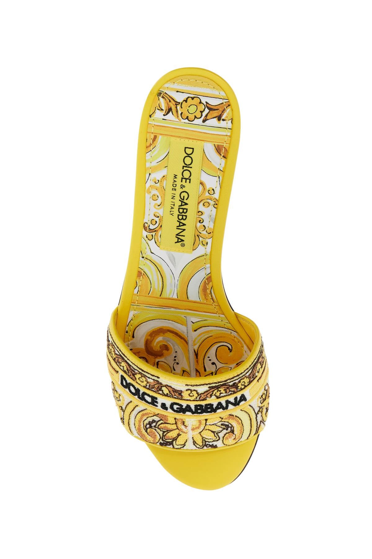 White Maiolica Patterned Slide  - Yellow