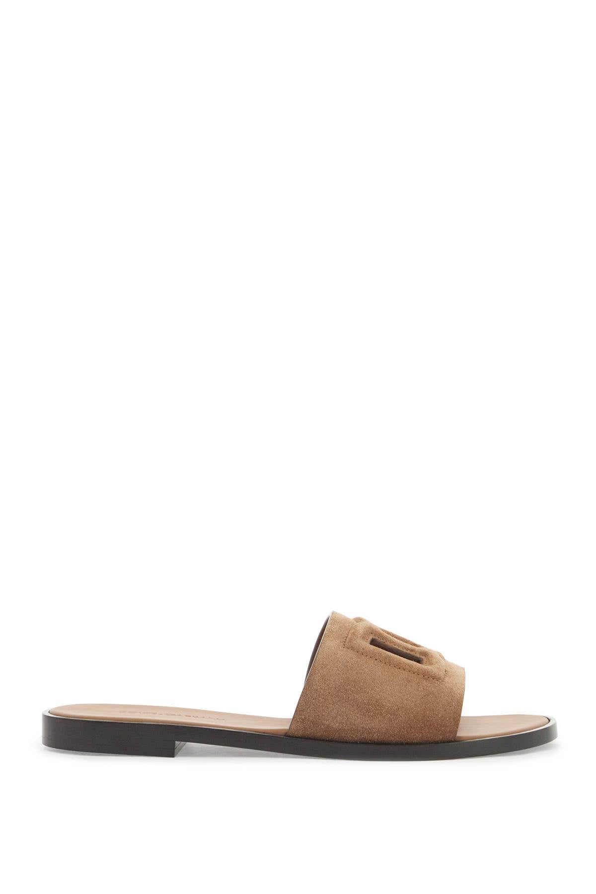 'dg Logo Suede Slides For Stylish  - Brown