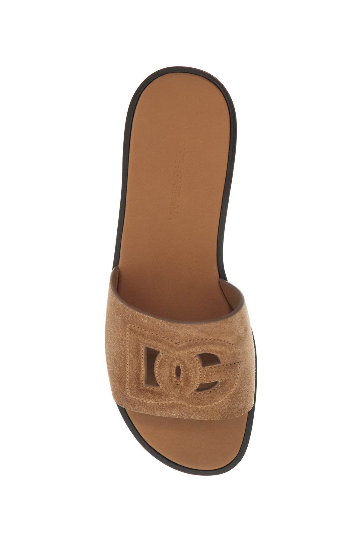 'dg Logo Suede Slides For Stylish  - Brown