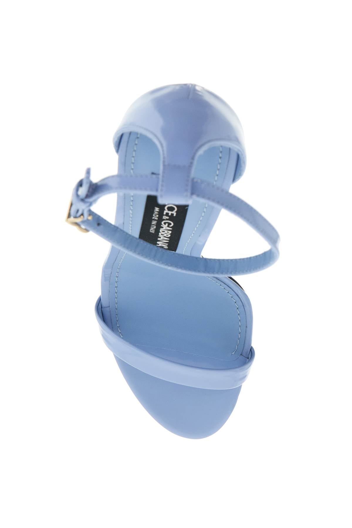 Glossy Leather Sandals  - Light Blue