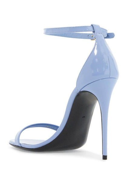 Glossy Leather Sandals  - Light Blue