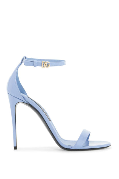 Glossy Leather Sandals  - Light Blue