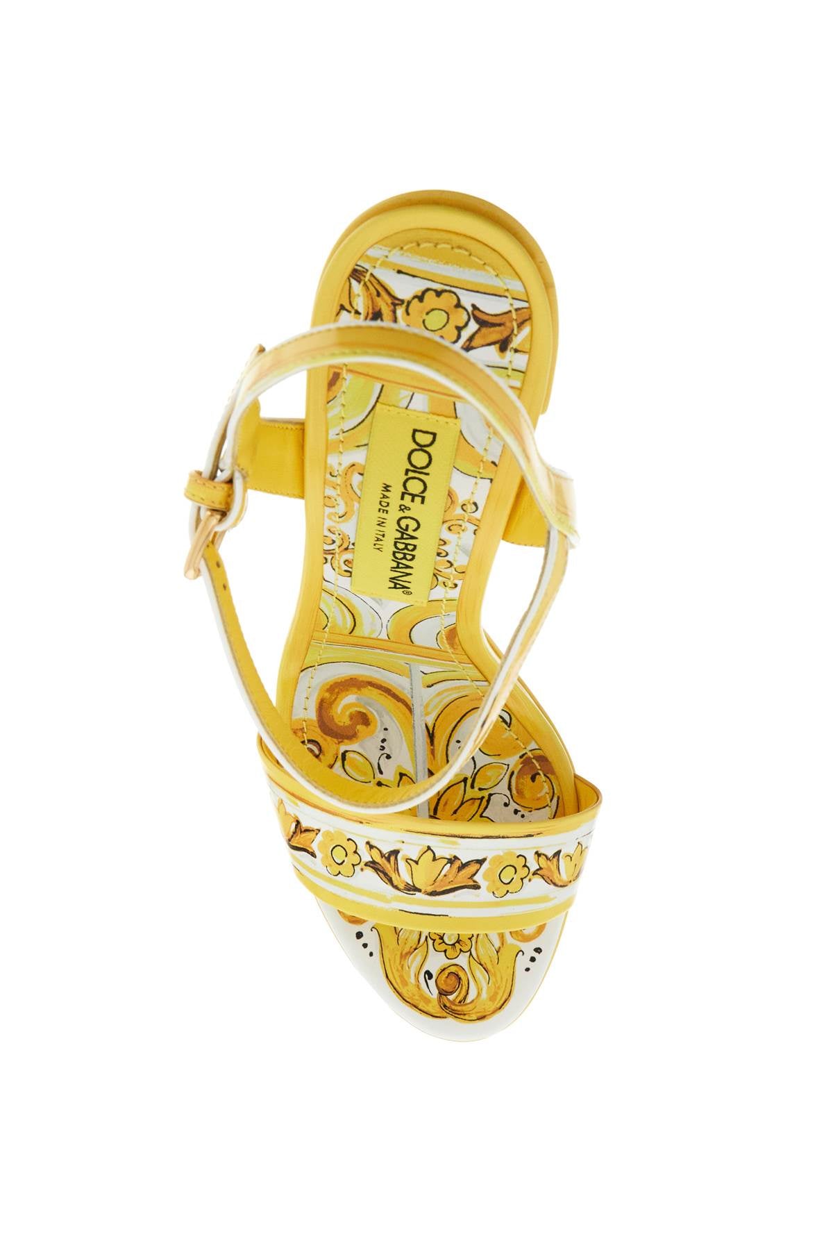 "shiny Leather Platform Sandals With Mai  - Yellow