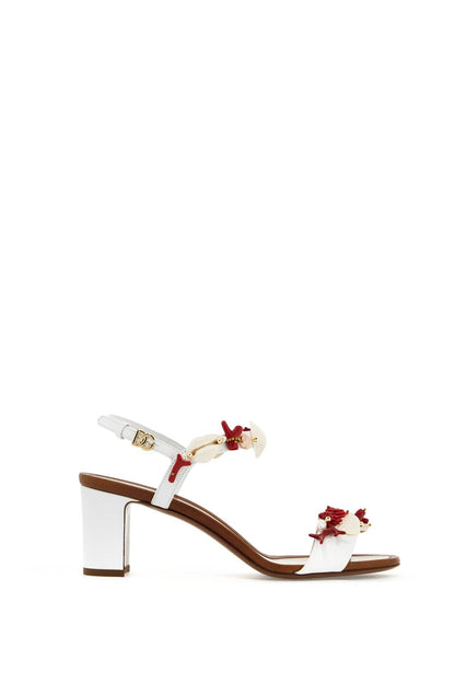 "nappa Sandals With Coral Embellishments  - White