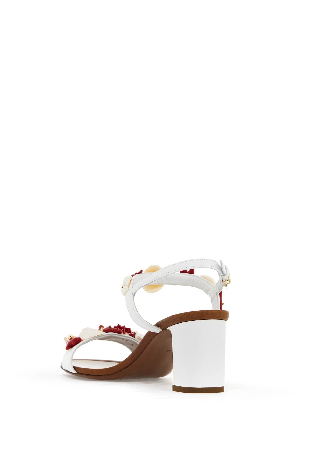 "nappa Sandals With Coral Embellishments  - White