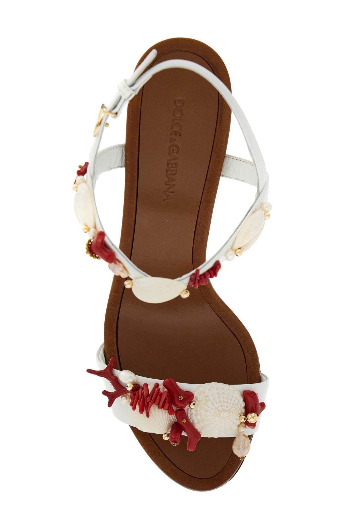 "nappa Sandals With Coral Embellishments  - White