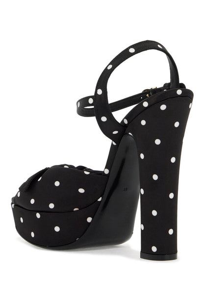 "keira Polka Dot Satin Platform Sandals  - Metallic