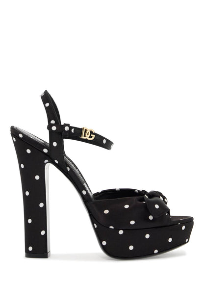 "keira Polka Dot Satin Platform Sandals  - Metallic