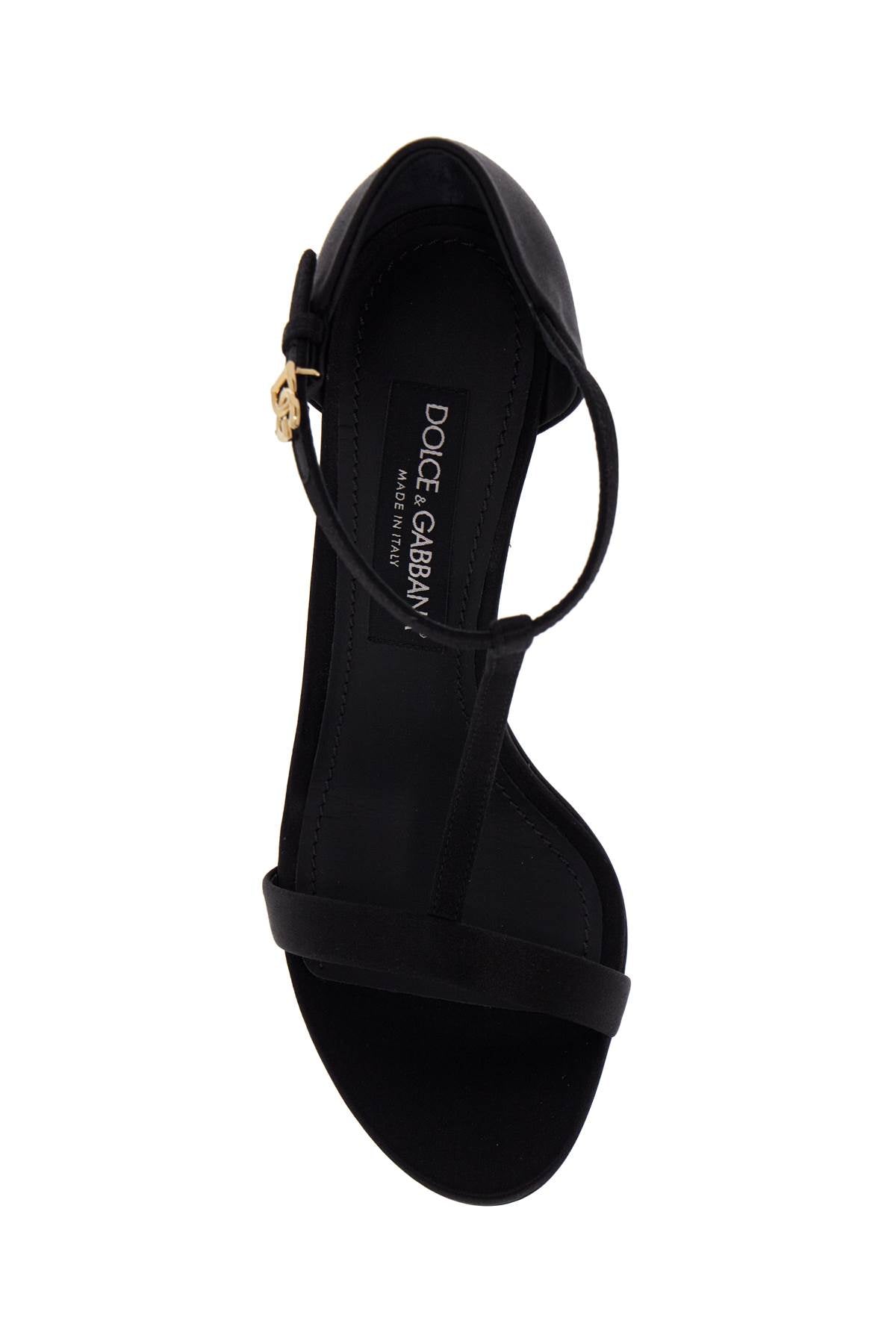 Satin T-bar Sandals In  - Black