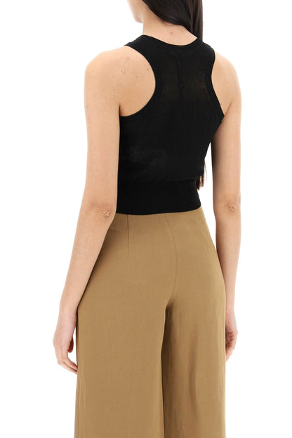 "short Cropped Top In Lightweight Kn  - Black