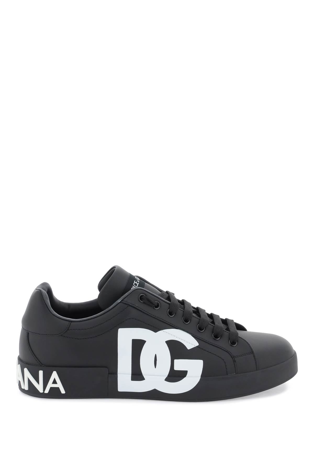 Leather Portofino Sneakers With Dg Logo  - Nero