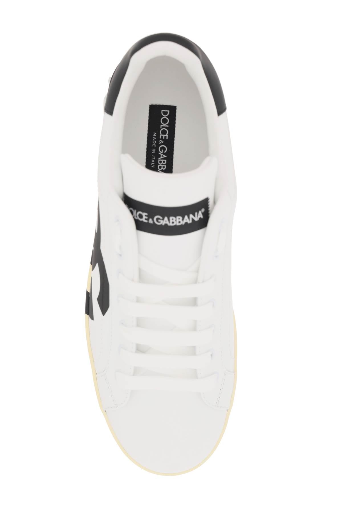 Leather Portofino Sneakers With Dg Logo  - Bianco